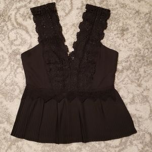 Black Lulumari Lace Pleated blouse (EUC)